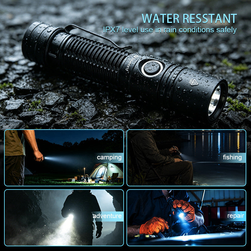 Rechargeable LED Tactical Flashlight with Magnetic Base - High Brightness, Durable Aluminum Body