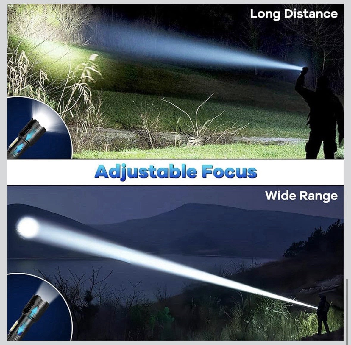 Rechargeable LED Flashlight 900,000 Lumens Super Bright Handheld Torch