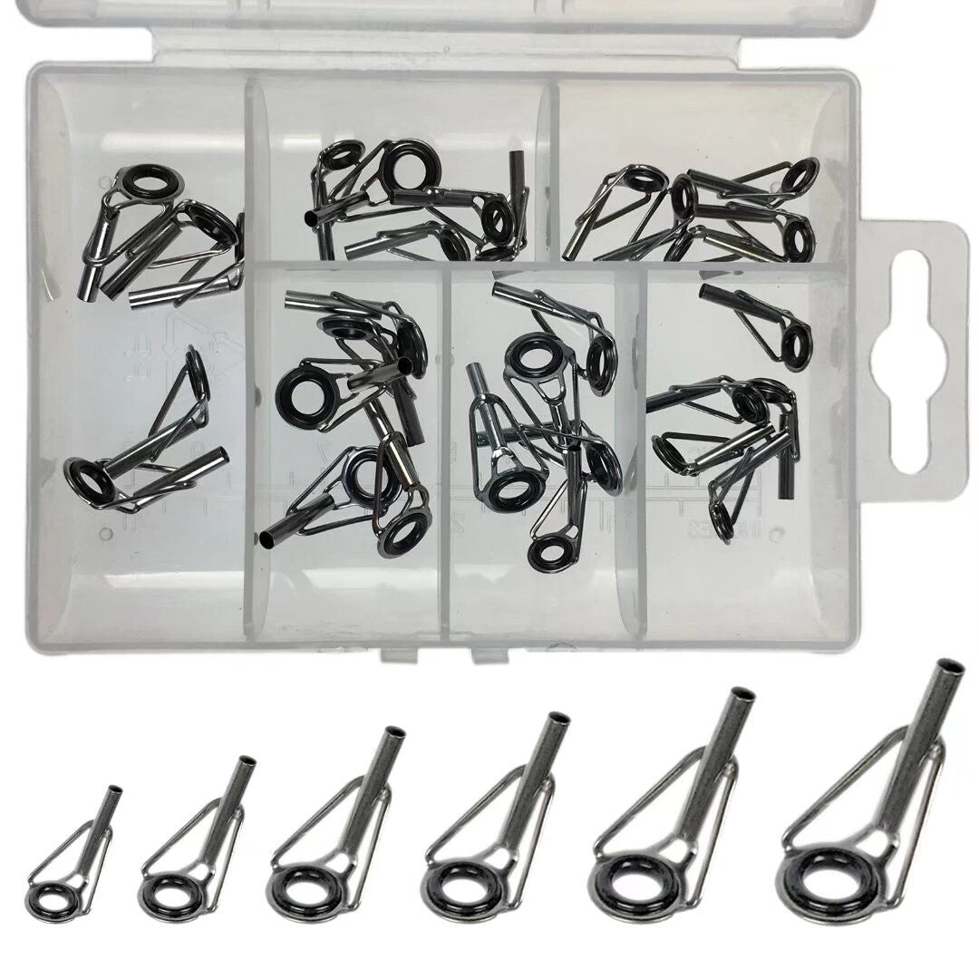 Fishing Rod Tip Repair Kit Stainless Steel & Ceramic - 30pcs Multi-Size