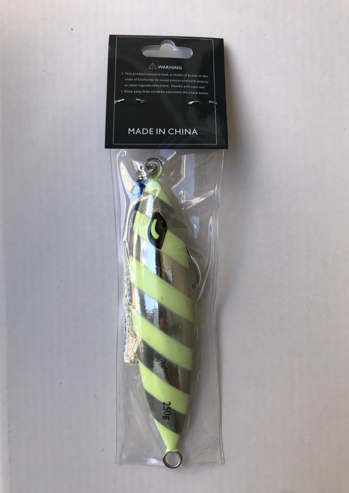 250g Lead Flat Slow Fall Fishing Jig Lure with Glow Assist Hooks - Saltwater Tackle