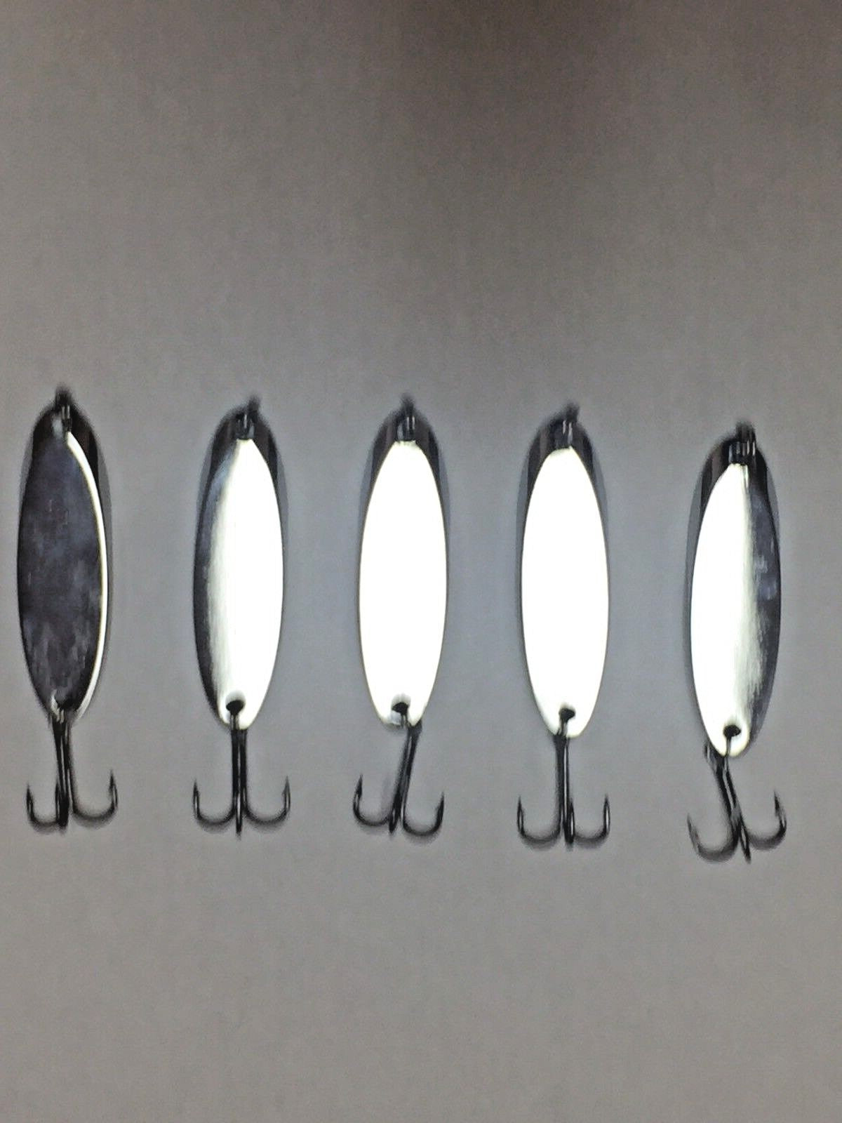 Fishing Spoons Set - Kastmaster Style Silver Lures for Trout & Bass, 5 Pack