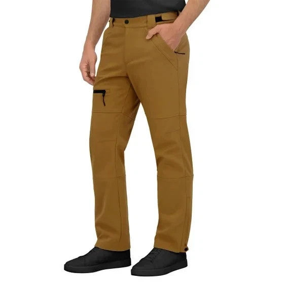 Men's Water Resistant Snow Pants - Active Stretch Shell, Tan, Size M