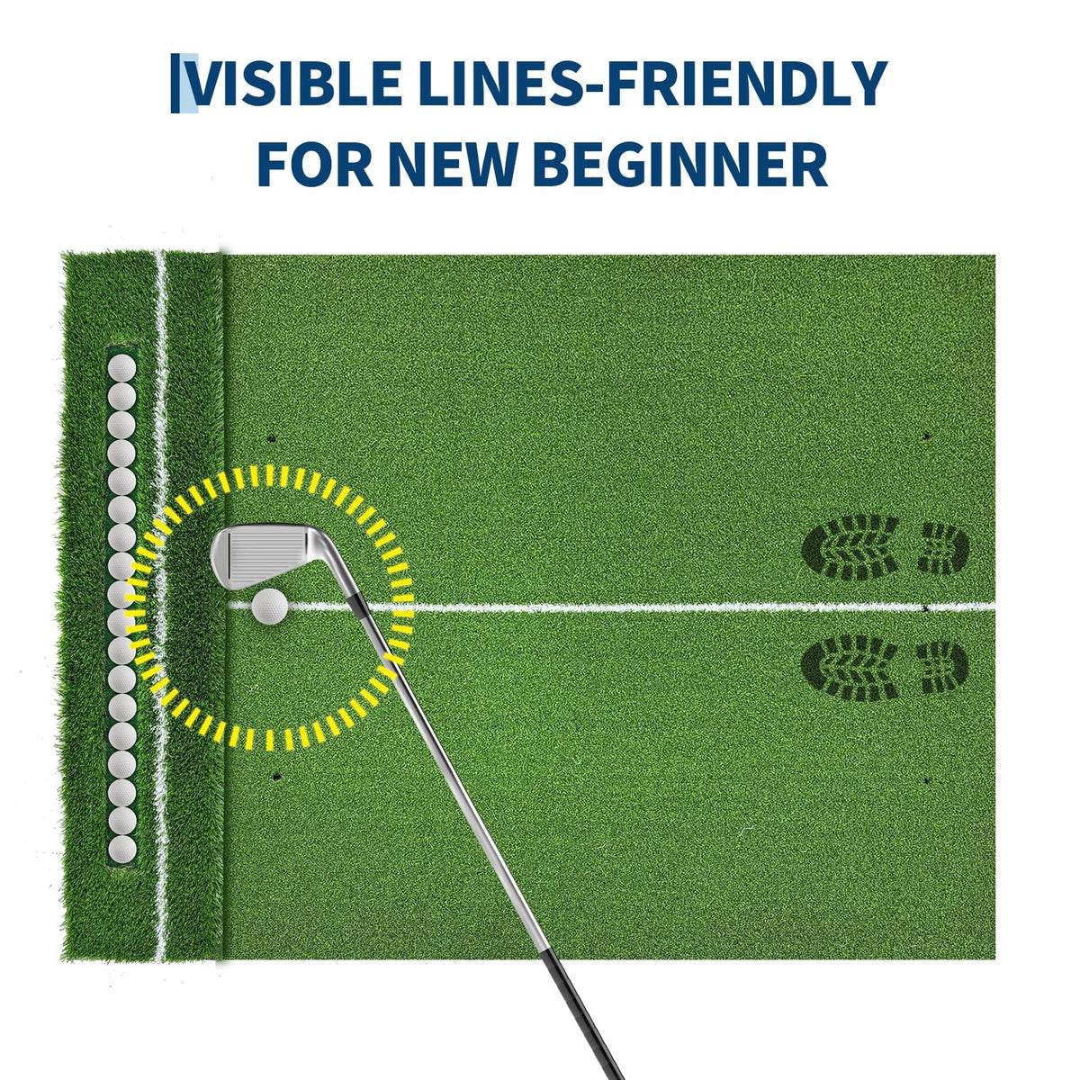 Golf Hitting Mat Dual Turf with Ball Tray - Practice and Training