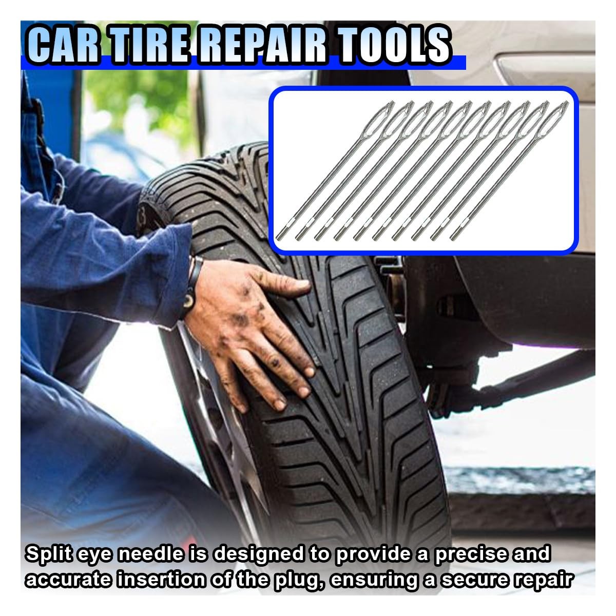 Car Tire Repair Needle Set for Puncture Fixing - 10 High-Quality Replacement Needles