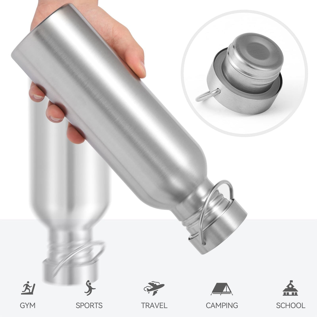 26oz Stainless Steel Water Bottle BPA-Free Reusable Leakproof Camping Hydration