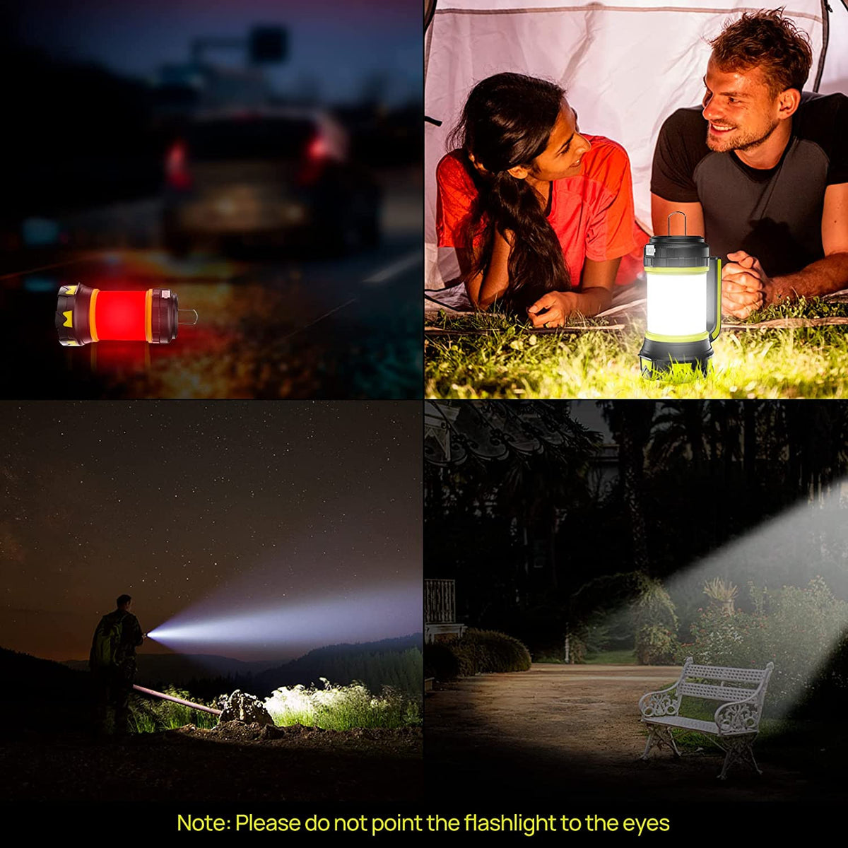 2-in-1 Rechargeable Solar Camping Lantern with USB, 6 Light Modes