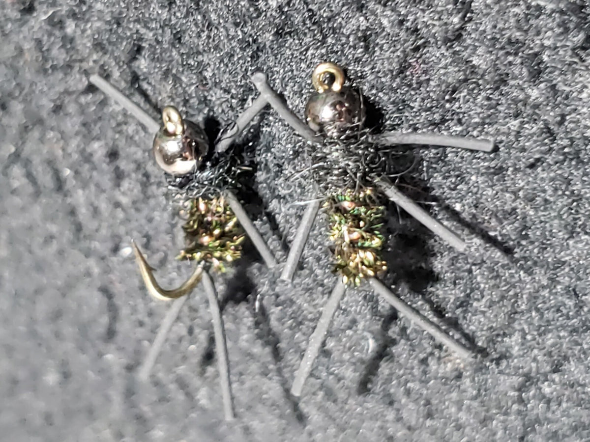 Fly Fishing Flies Bead Head Size 12 Peacock Crawler Nymphs - Frontier