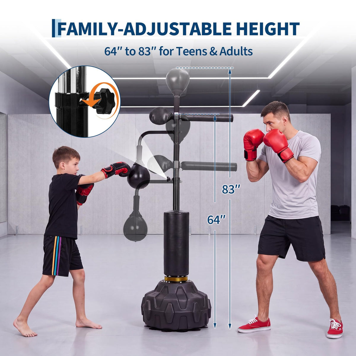3-in-1 Freestanding Boxing Speed Trainer for Adults and Teens