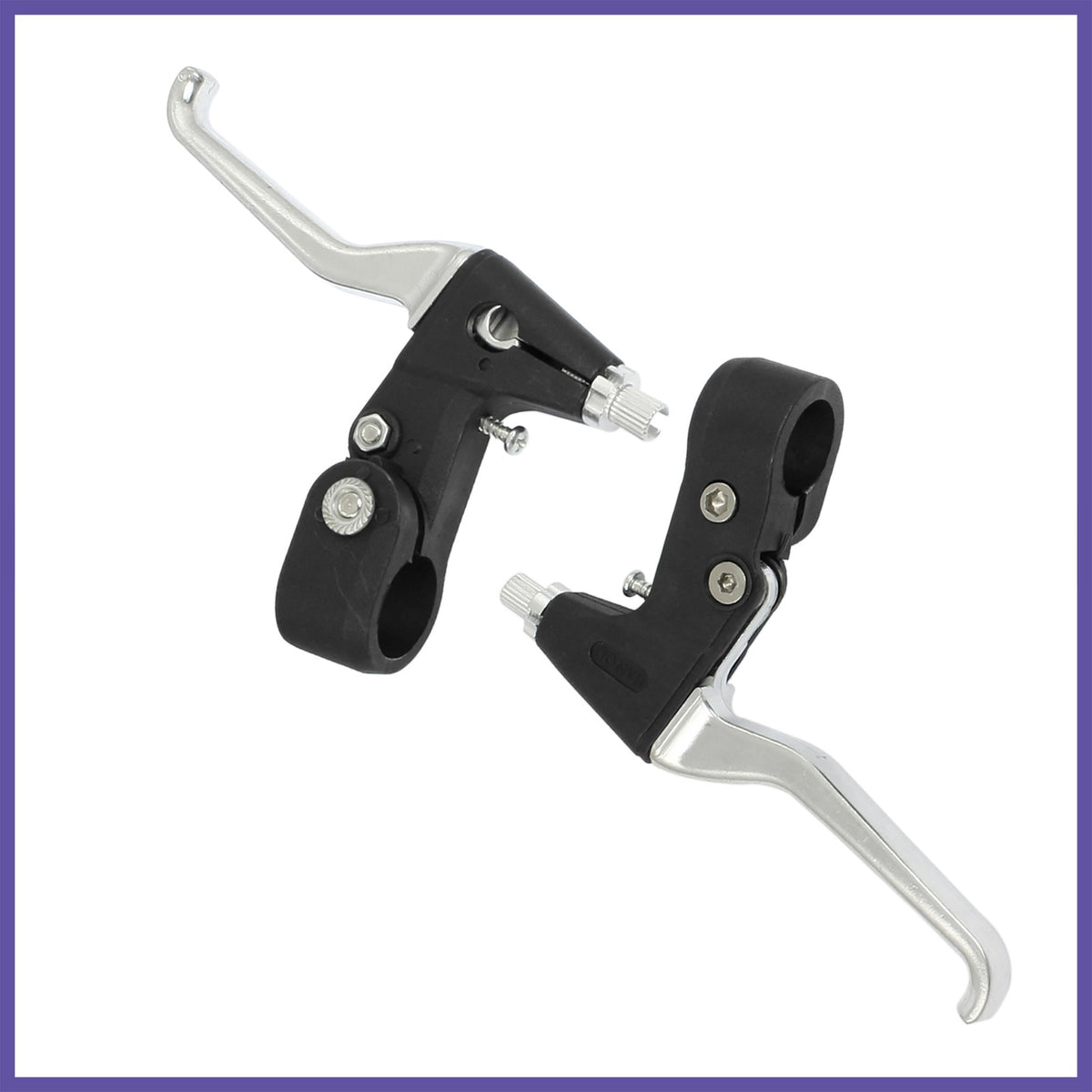 Universal 22mm Bicycle Brake Levers Set - Black & Silver Alloy Handlebar Mount