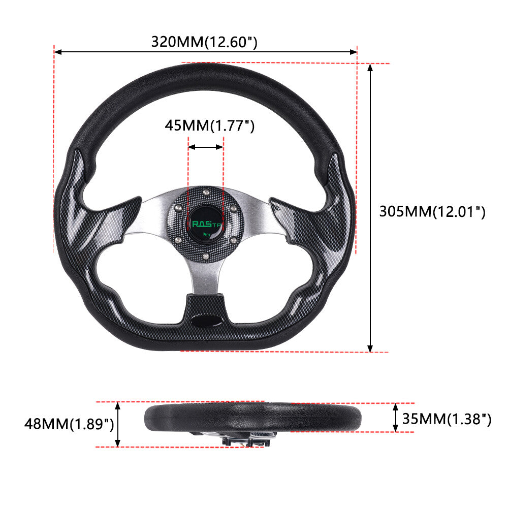 13-Inch Golf Cart Steering Wheel with Hub Adapter for EZGO Yamaha Club Car