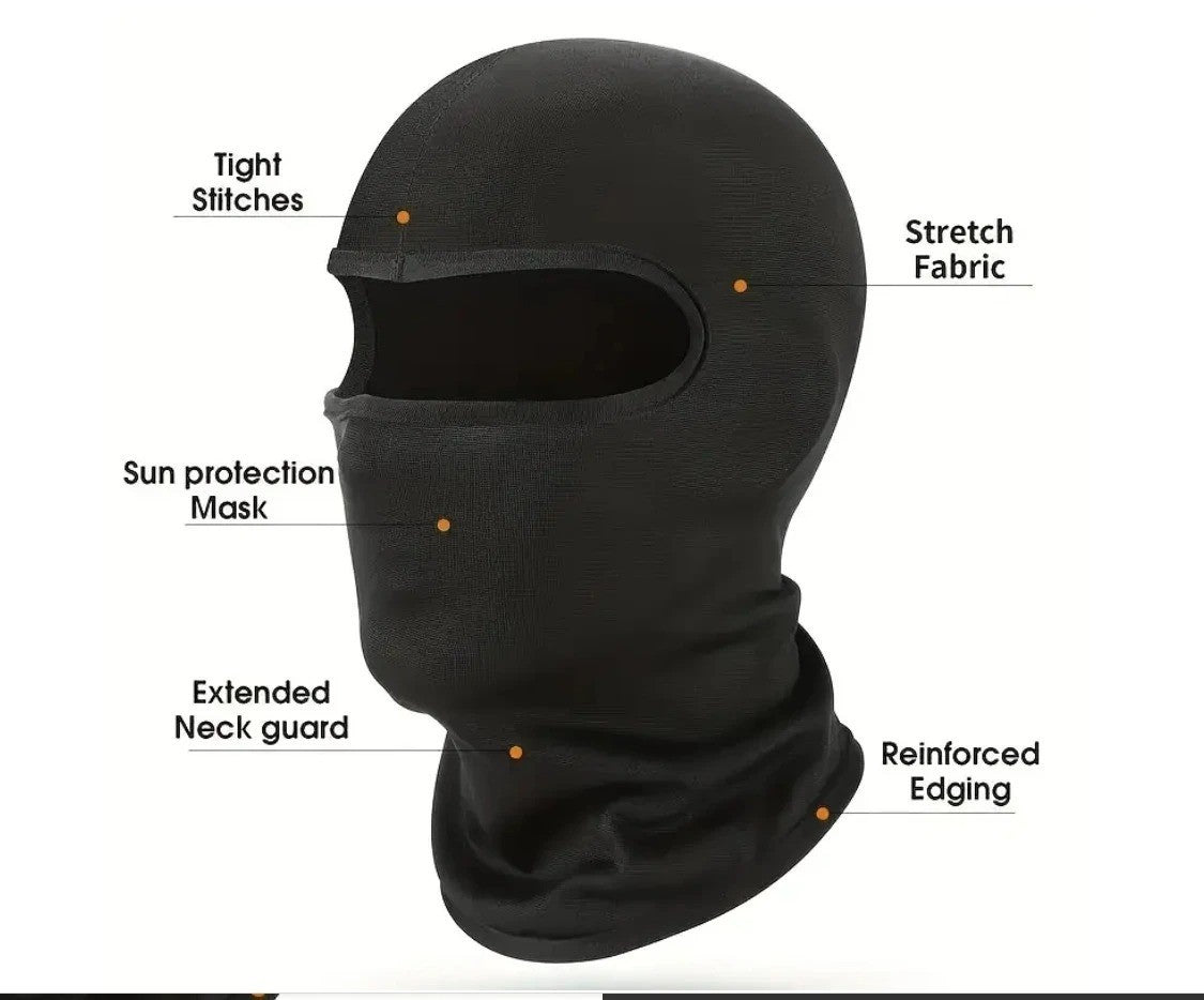 Men's Black Lightweight Balaclava Face Mask for Motorcycle and Skiing
