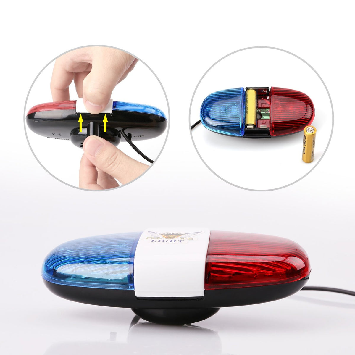 Bike Police Siren Horn with LED Lights Waterproof Bicycle Accessory