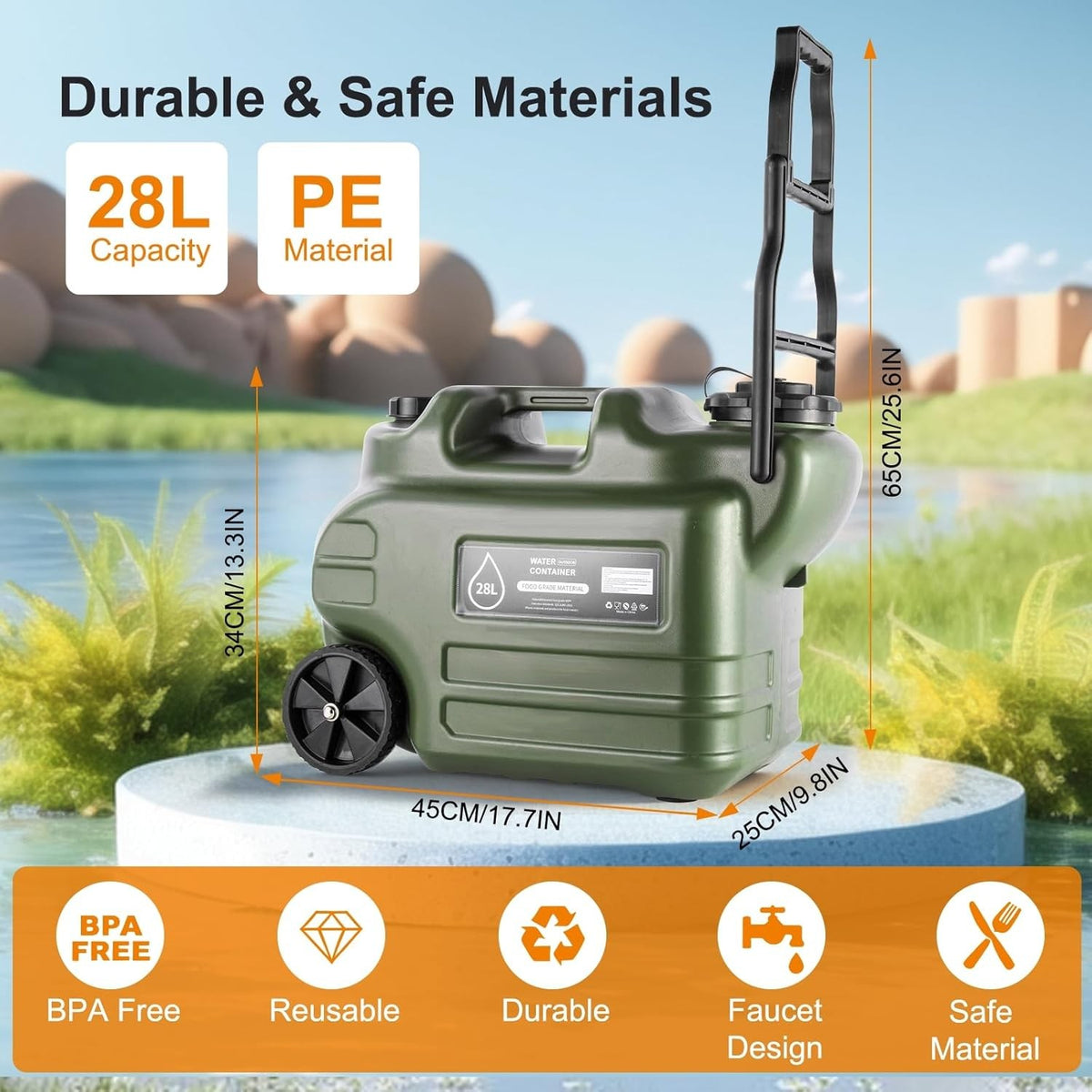 Portable Camping Shower Kit with 7.4 Gallon Water Jug & Rechargeable Pump