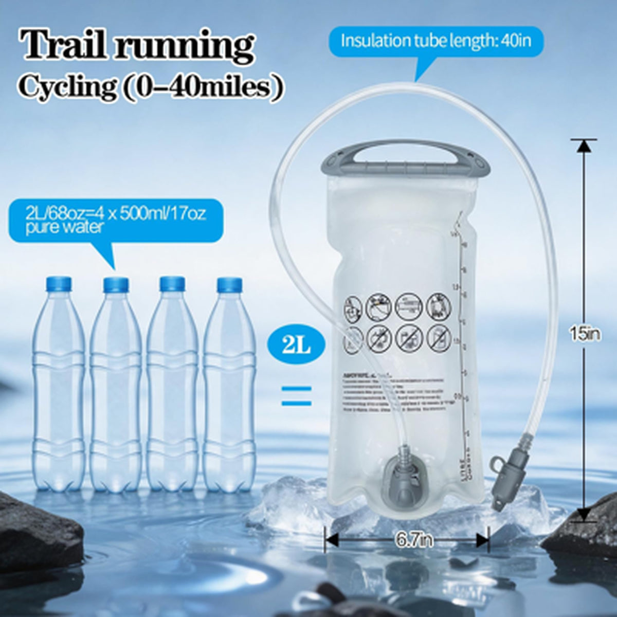 2L Leakproof Hydration Bladder for Cycling Hiking Camping Outdoor