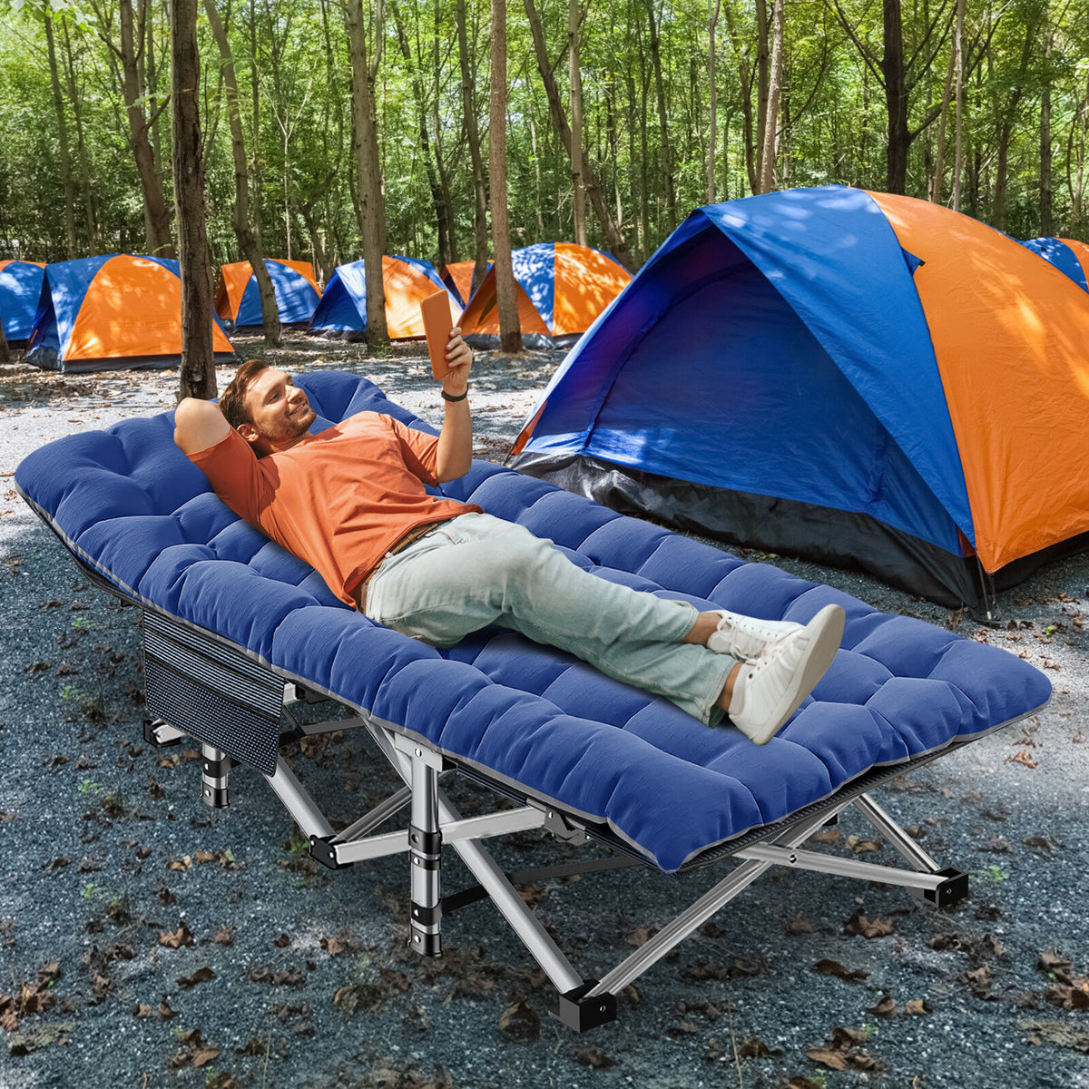 Heavy Duty Folding Camping Cot for Adults Supports 900 lbs XL Large Bed