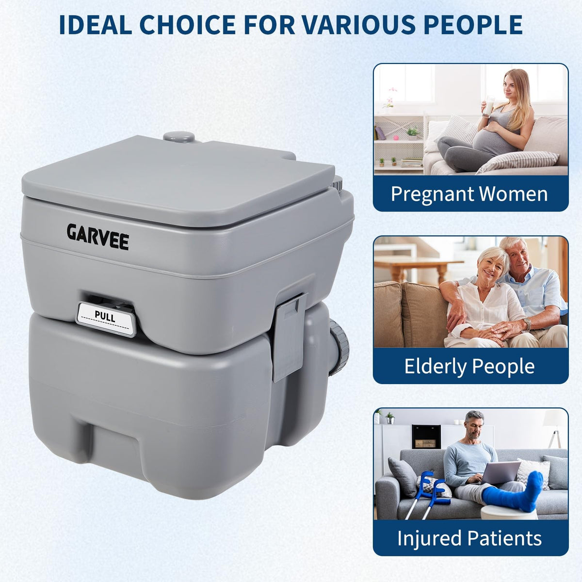 Portable Camping Toilet with 5.3 Gallon Waste Tank & Carry Bag