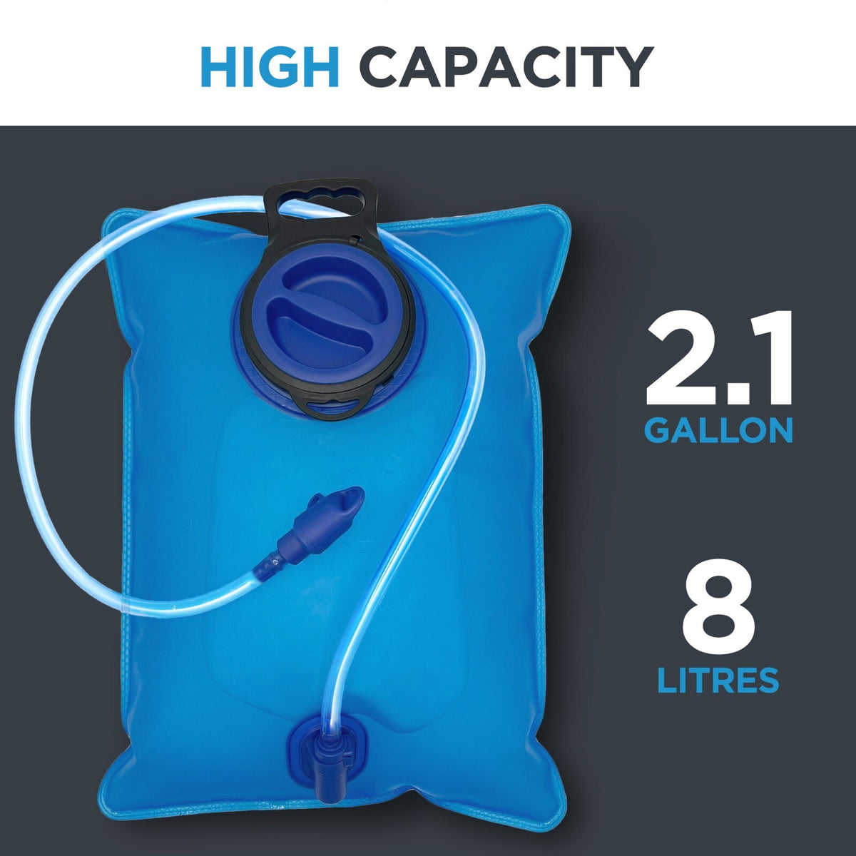 Large Hydration Bladder 8L Water Reservoir with Wide Mouth & Leak-Proof Valve