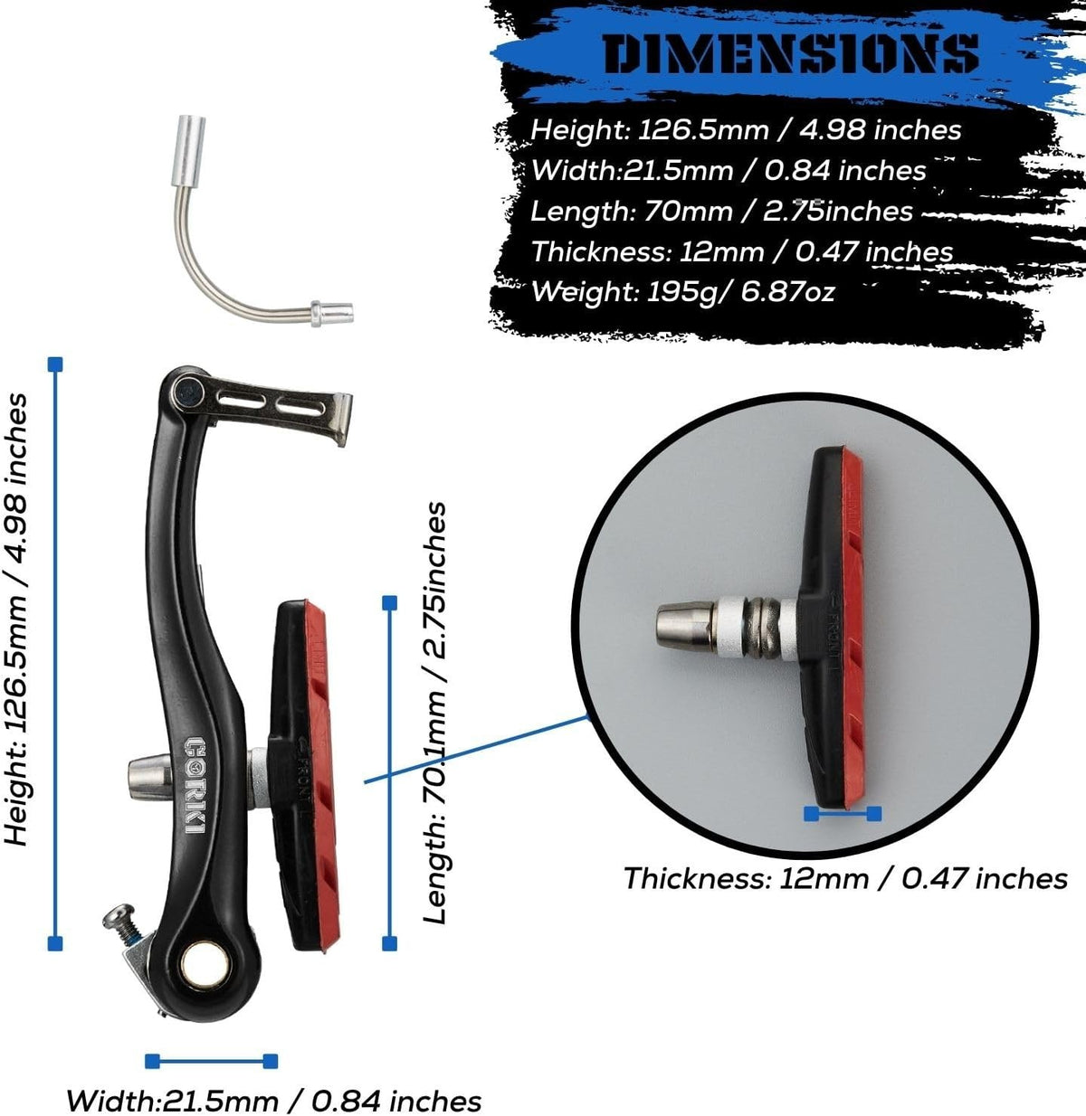Mountain Bike V-Brake Set with 2 Pairs 70mm Brake Pads - Front & Rear