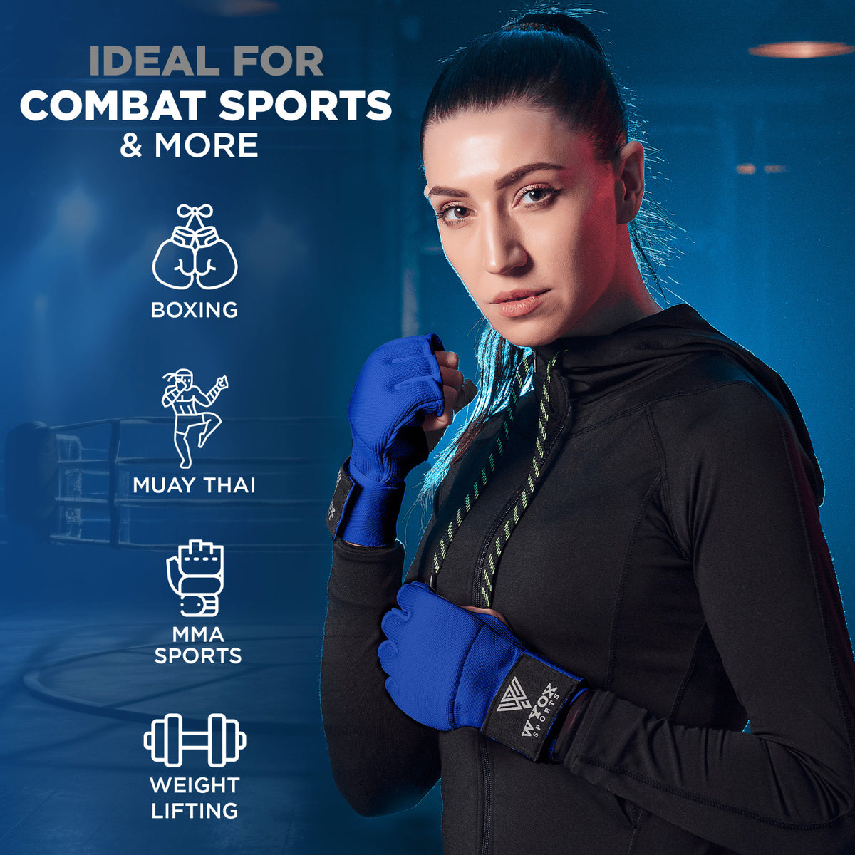 MMA Gloves & Boxing Hand Wraps Set for Kickboxing Sparring Training