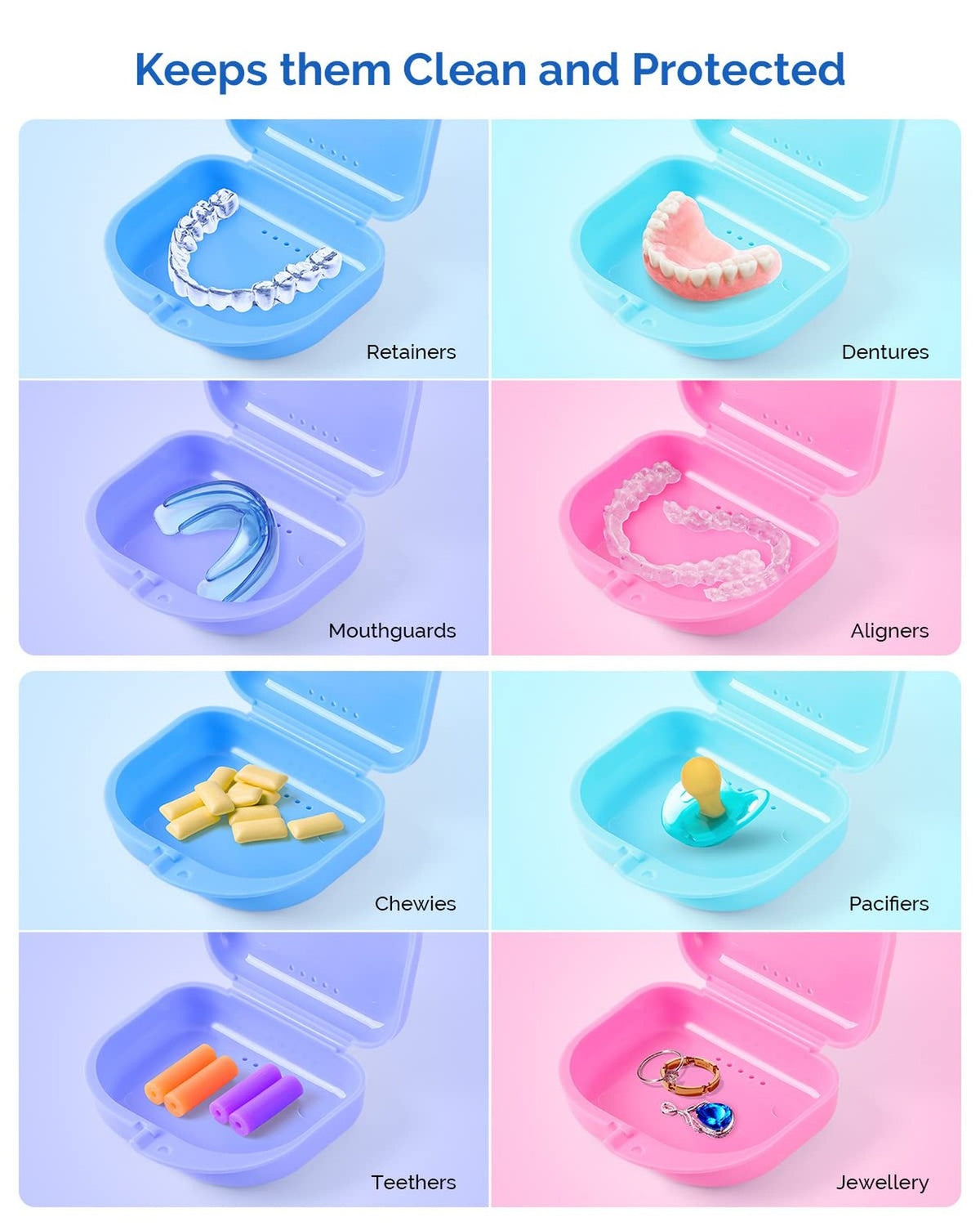 Retainer & Mouth Guard Case with Ventilation Holes - Dental Storage Container