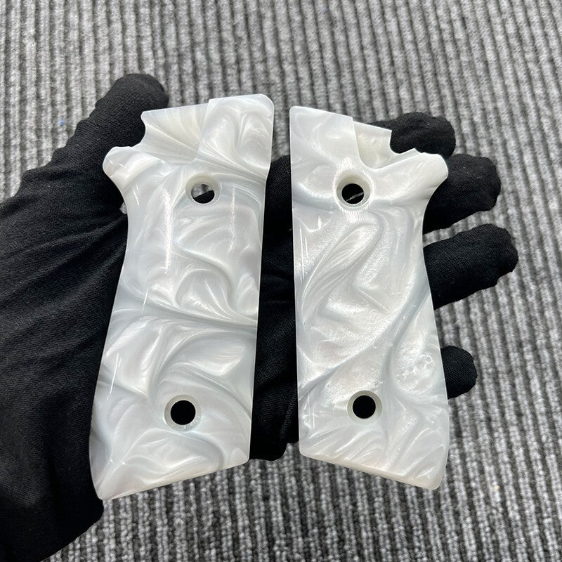 White Pearl Resin Pistol Grip for Taurus PT-92 & Similar Models - Custom Firearm Grip