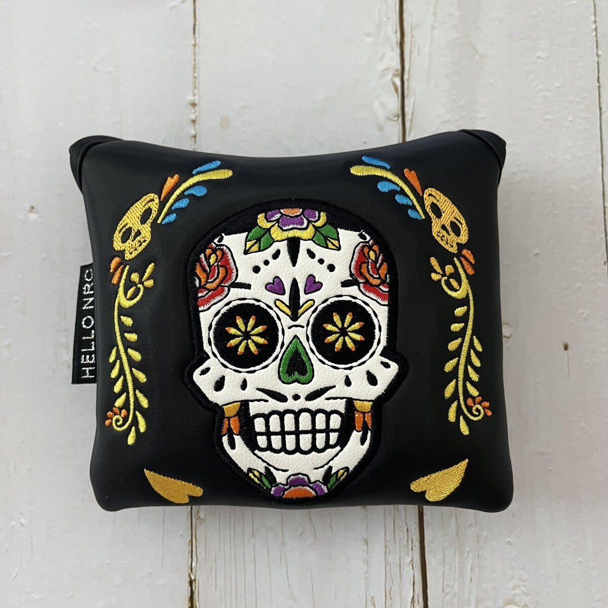 Golf Mallet Putter Headcover Magnetic Skull Square Cover Waterproof Leather