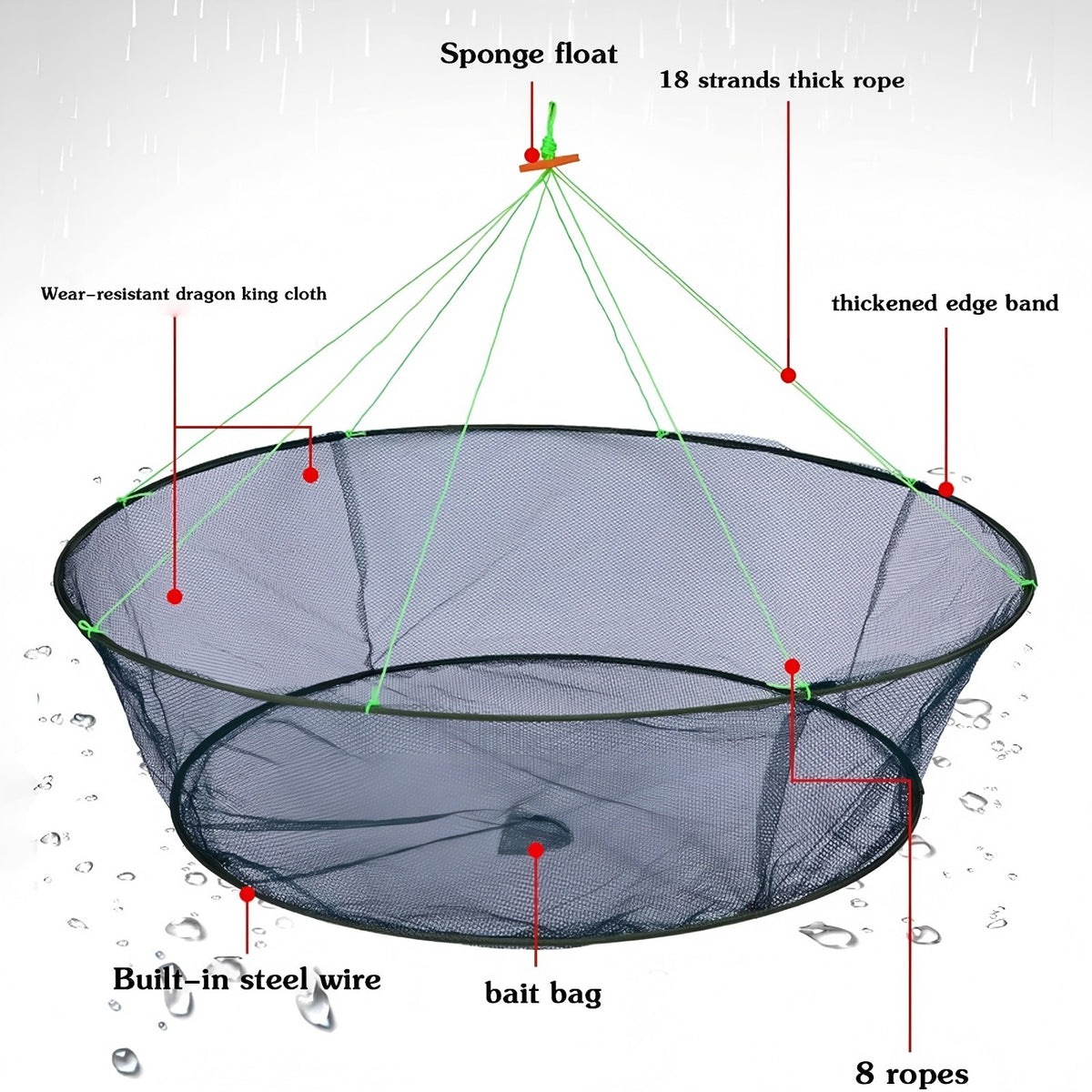 Foldable Fishing Bait Trap Mesh Net Cage for Crab Shrimp Minnow Crayfish