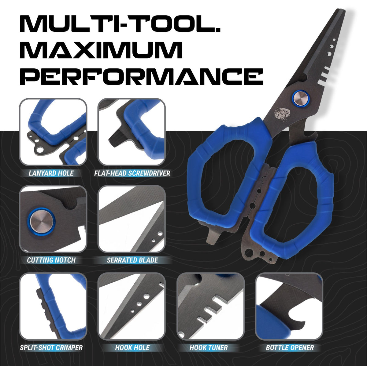 Fishing Line Cutting Shears with Sheath, Multi-Tool for Braid, Mono, Fluorocarbon