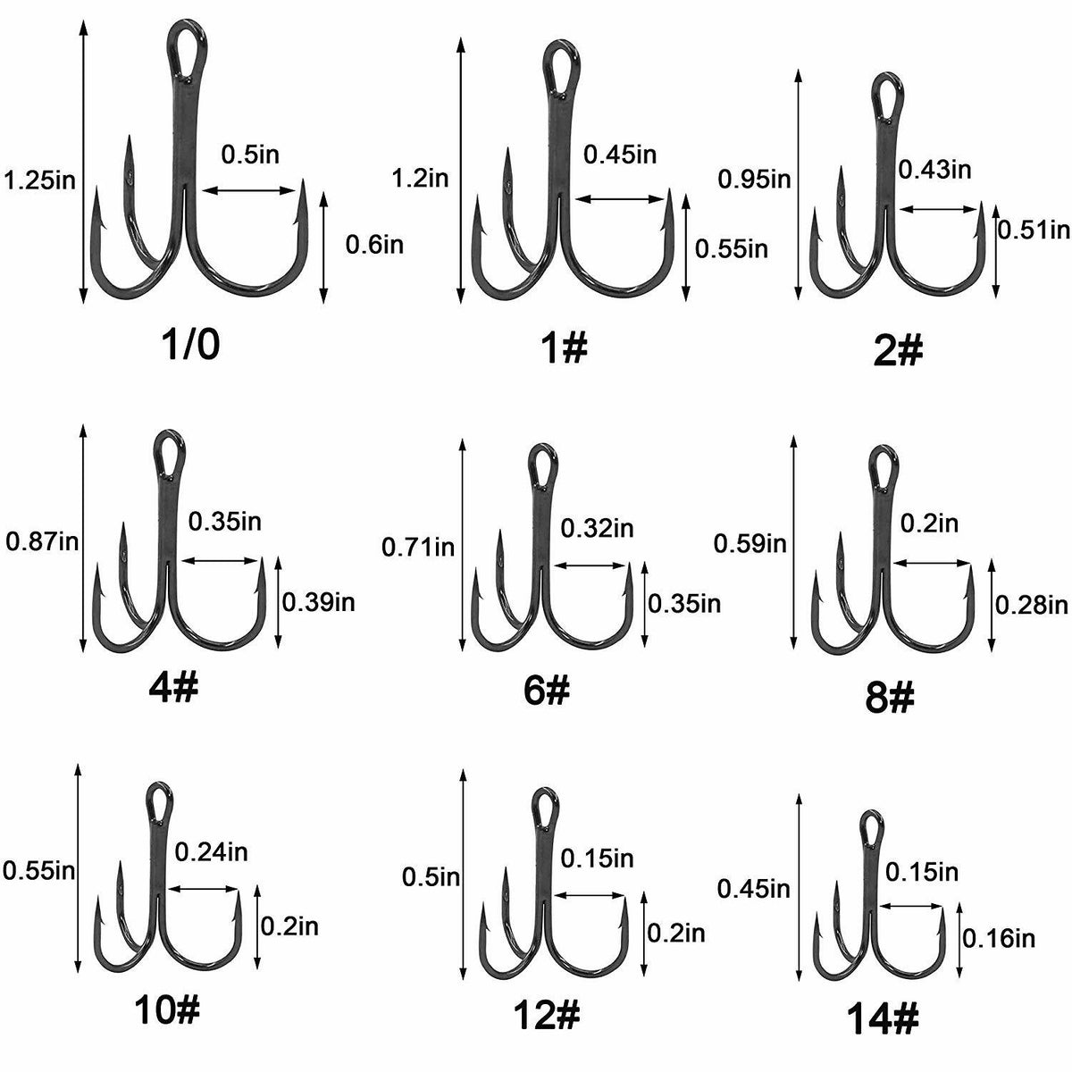 100PCS Carbon Steel Treble Fishing Hooks - Sharp & Durable