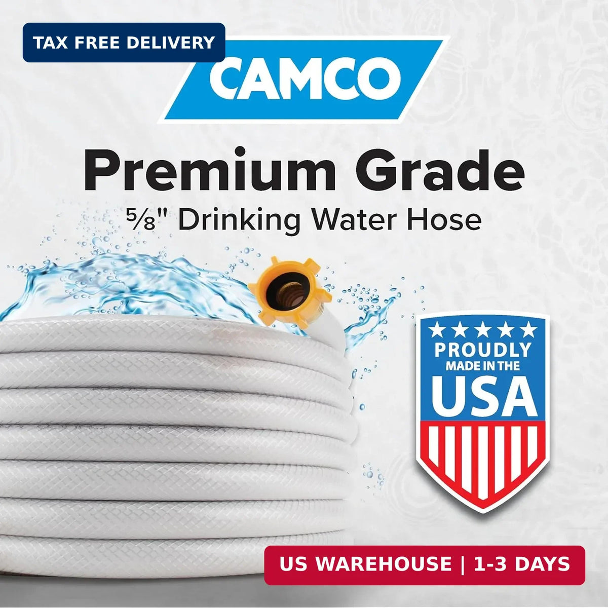 50 Ft RV Drinking Water Hose - Lead-Free, BPA-Free, Reinforced PVC