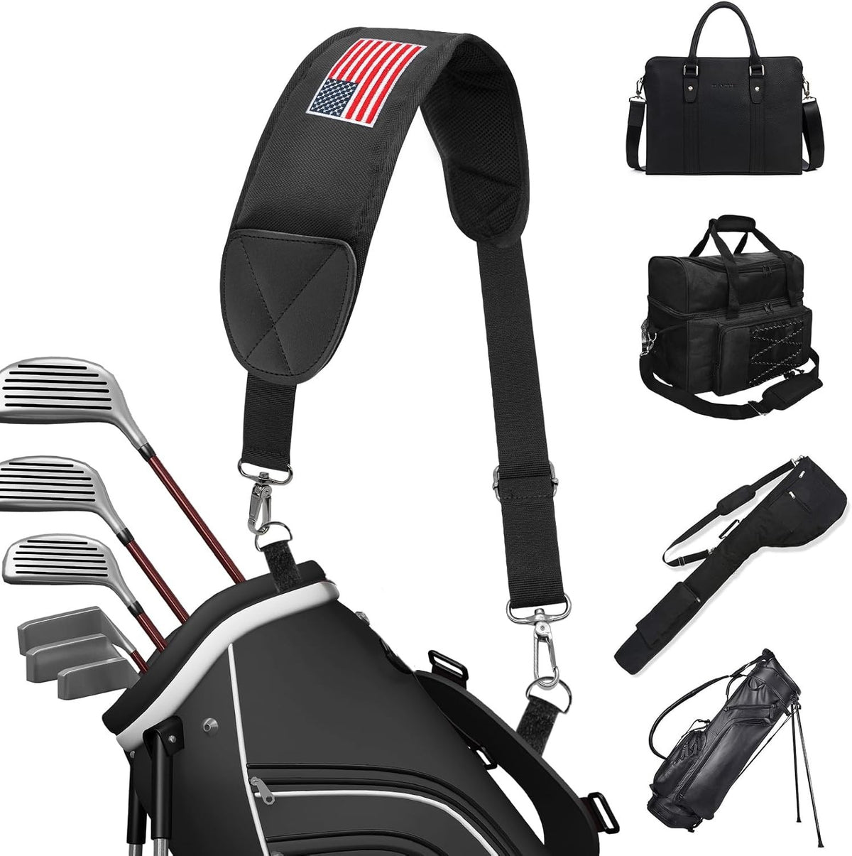 Golf Bag Shoulder Strap Replacement Adjustable Padded Nylon Carry Strap