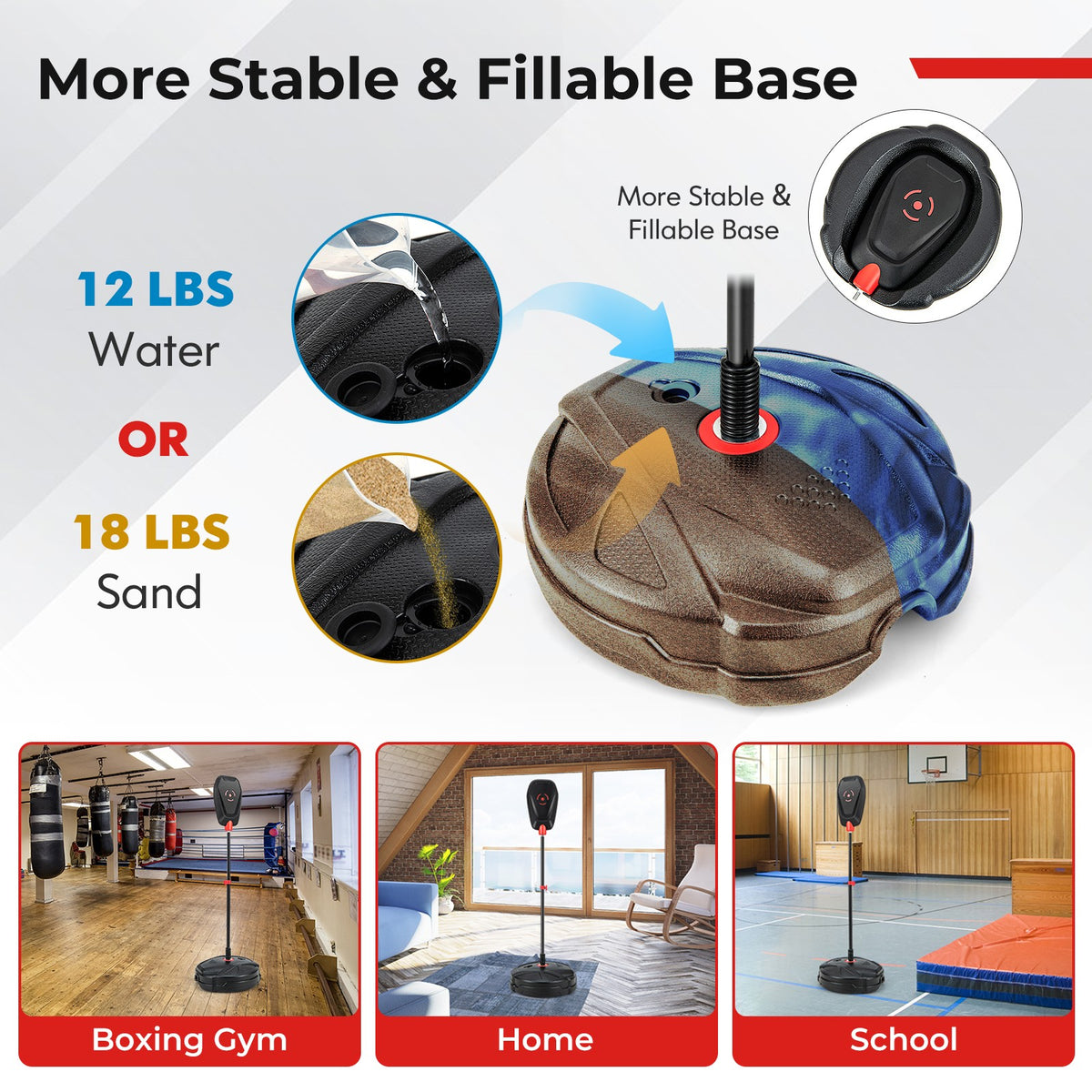 Kids Punching Bag Set with Adjustable Height & Anti-Tip Base