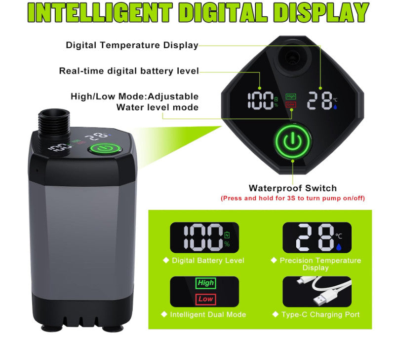 Portable Camping Shower 6000mAh with LED Display Water Temperature Control