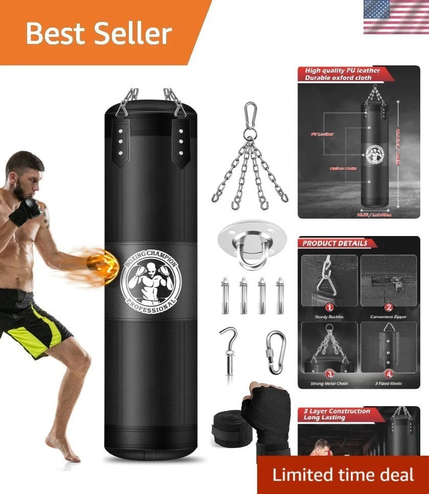 Heavy Punching Bag for Boxing & Martial Arts Training - 4FT PU & Foam Filled