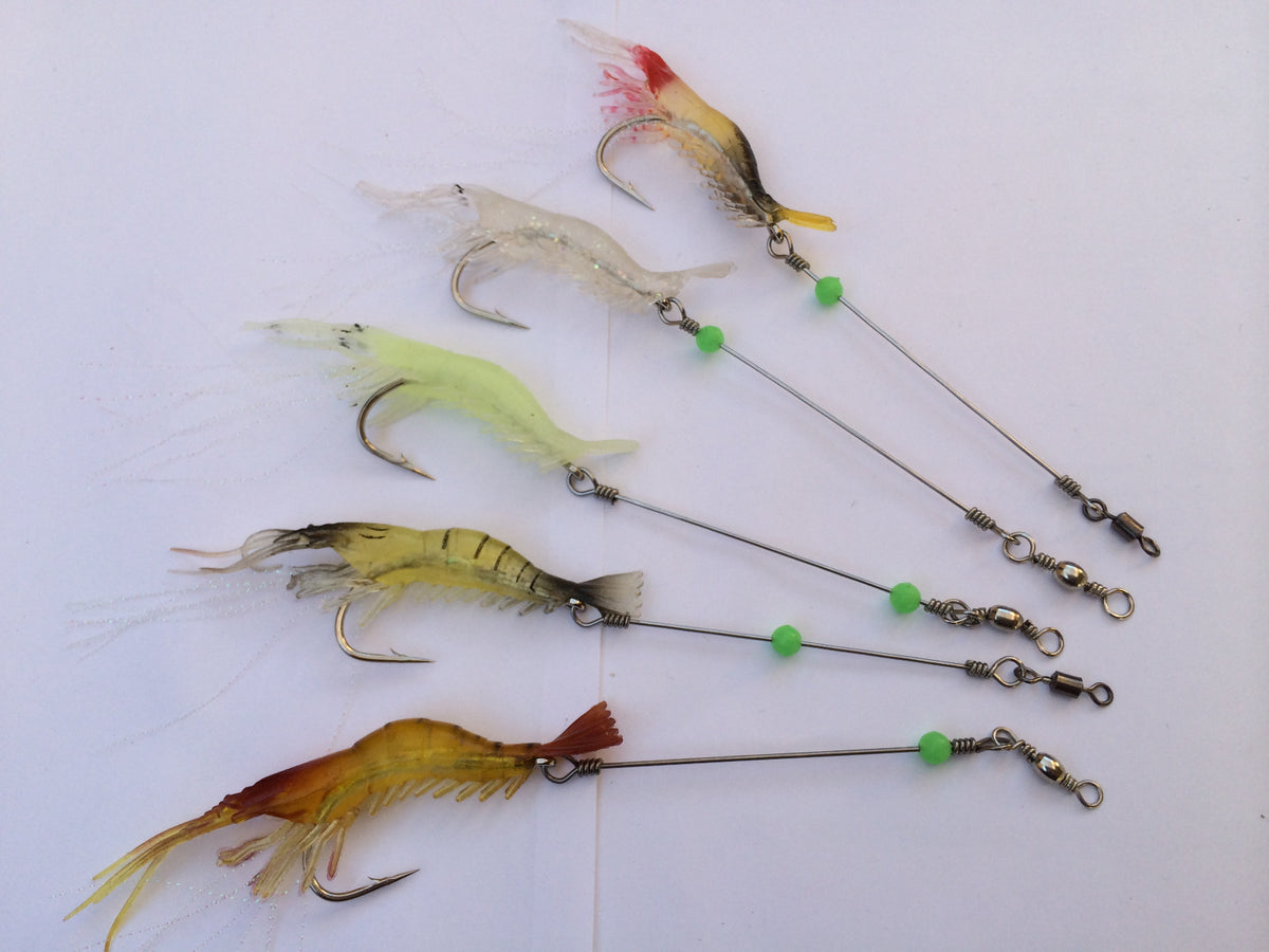 Giant Live Shrimp Fishing Lure Set with Hooks - 4 Inch Soft Silicone Baits for Bass