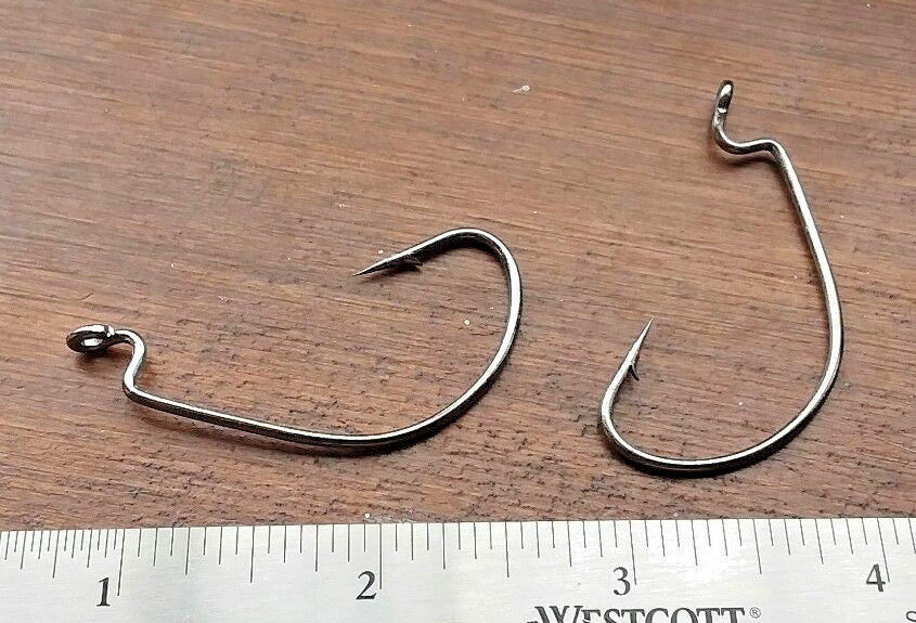 25 Pack Heavy Duty Worm Hooks - Extra Wide Gap, Black Nickel, 3/0 Size