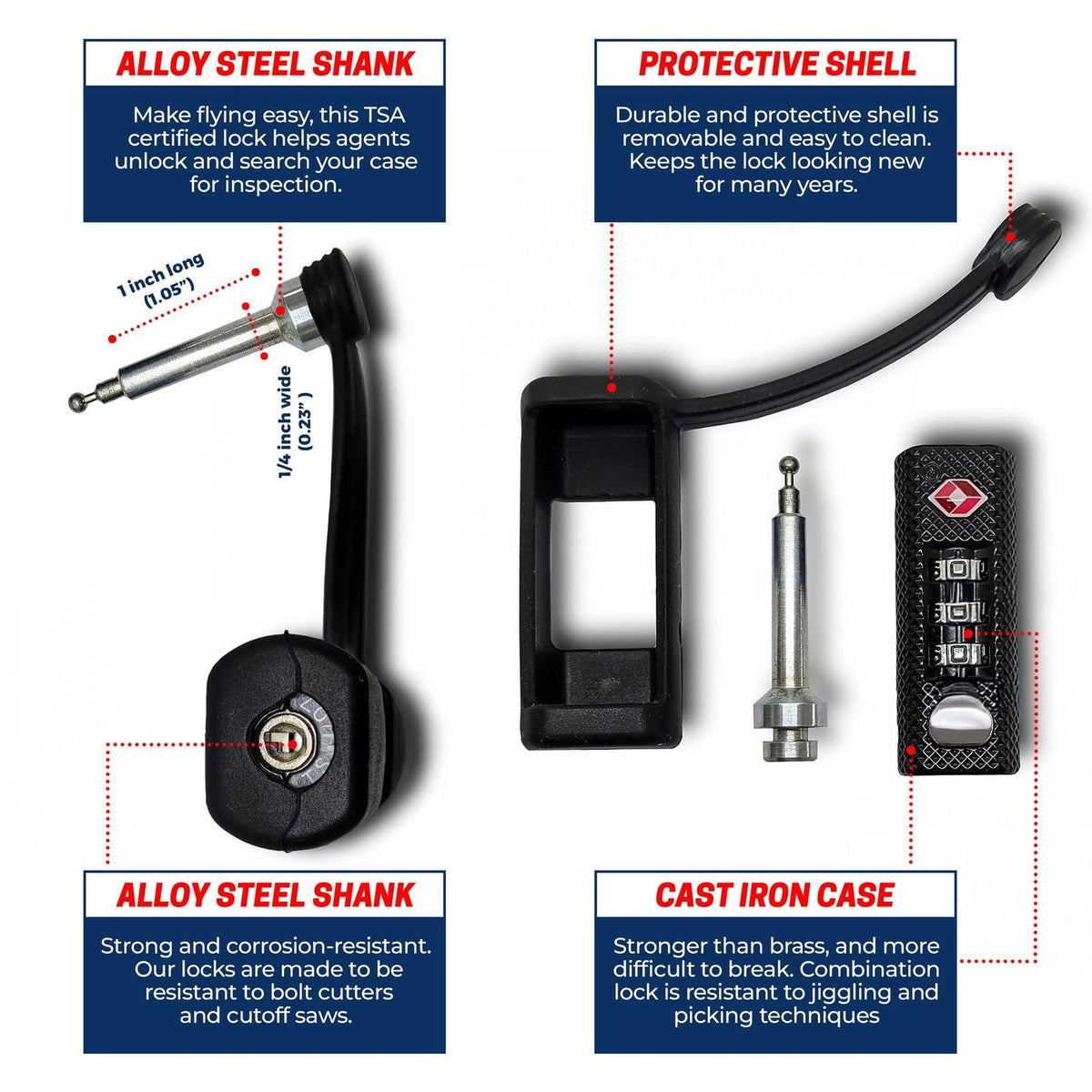 TSA Approved Handgun Case Lock - Durable Cut-Resistant Firearm Lock