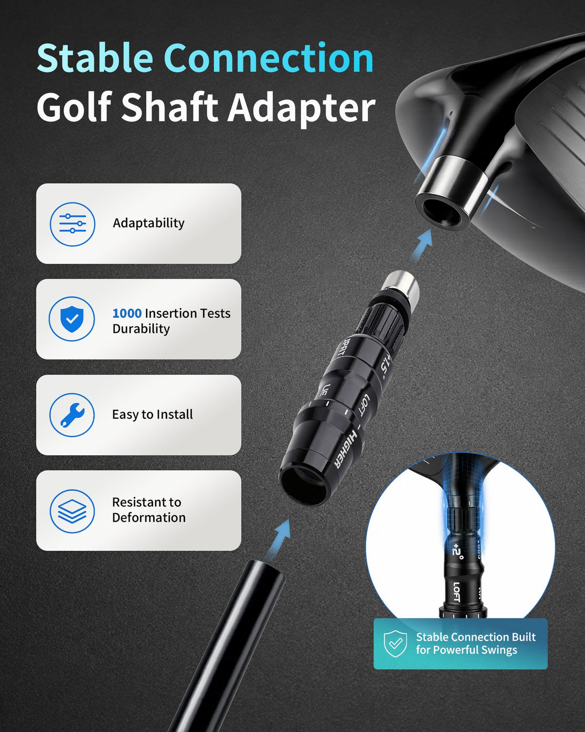 Golf Shaft Adapter for TaylorMade GAPR M4 M5 M6 M1 M2 SIM Hybrids +/-1.5°