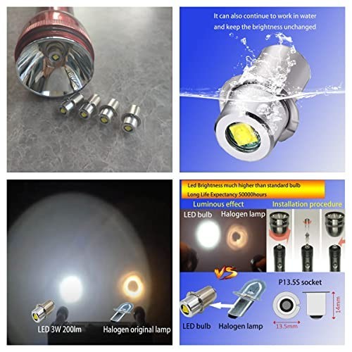 LED Conversion Kit for Maglite 2-4 Cell Flashlights 4-Pack Replacement Bulbs