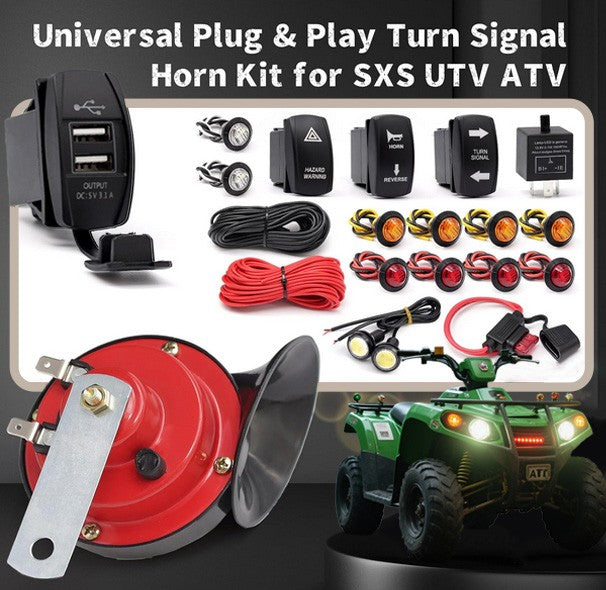 Universal ATV UTV Turn Signal Horn Kit Road Legal with Horn and Lights