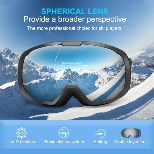 OTG Ski Goggles for Men & Women - Anti-Fog UV Protection Snowboard Goggles