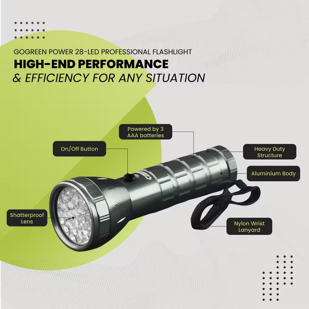LED Flashlight 28 LED Portable Emergency Camping Light Silver