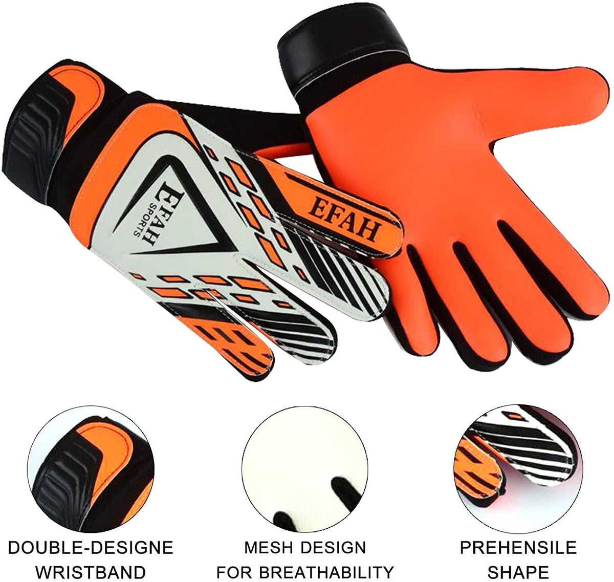 Soccer Goalie Size 5 for Ages 9-12 – Black/Orange, EFAH SPORTS