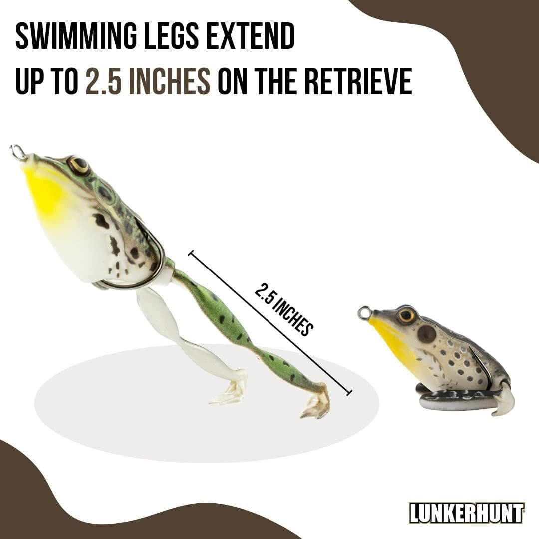 3 Pack Frog Fishing Lures 1.75" Croaker Color Topwater Weedless Bait