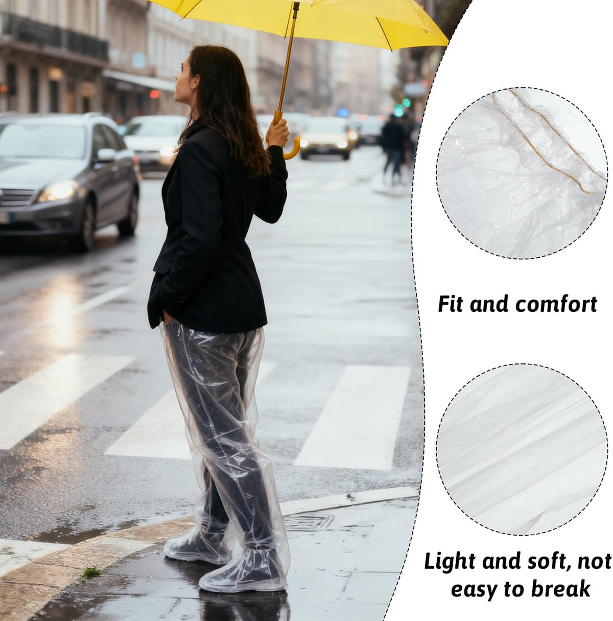 Disposable Waterproof Rain Pants Unisex Outdoor Long Tube Rainwear 4 Pack