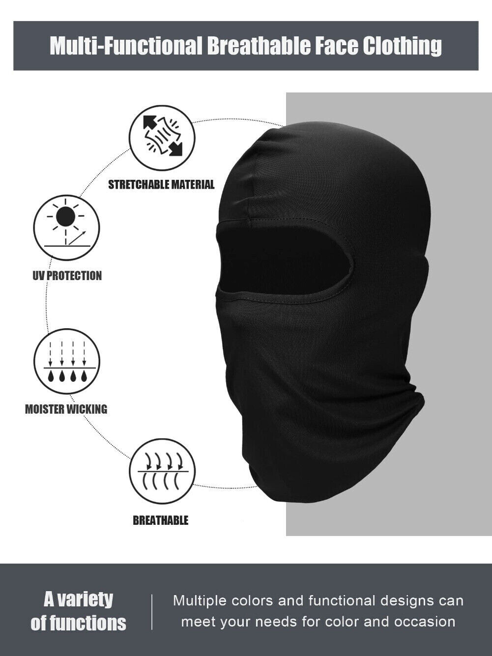 Full Face Ski Mask Balaclava UV Sun Protection Tactical Face Cover