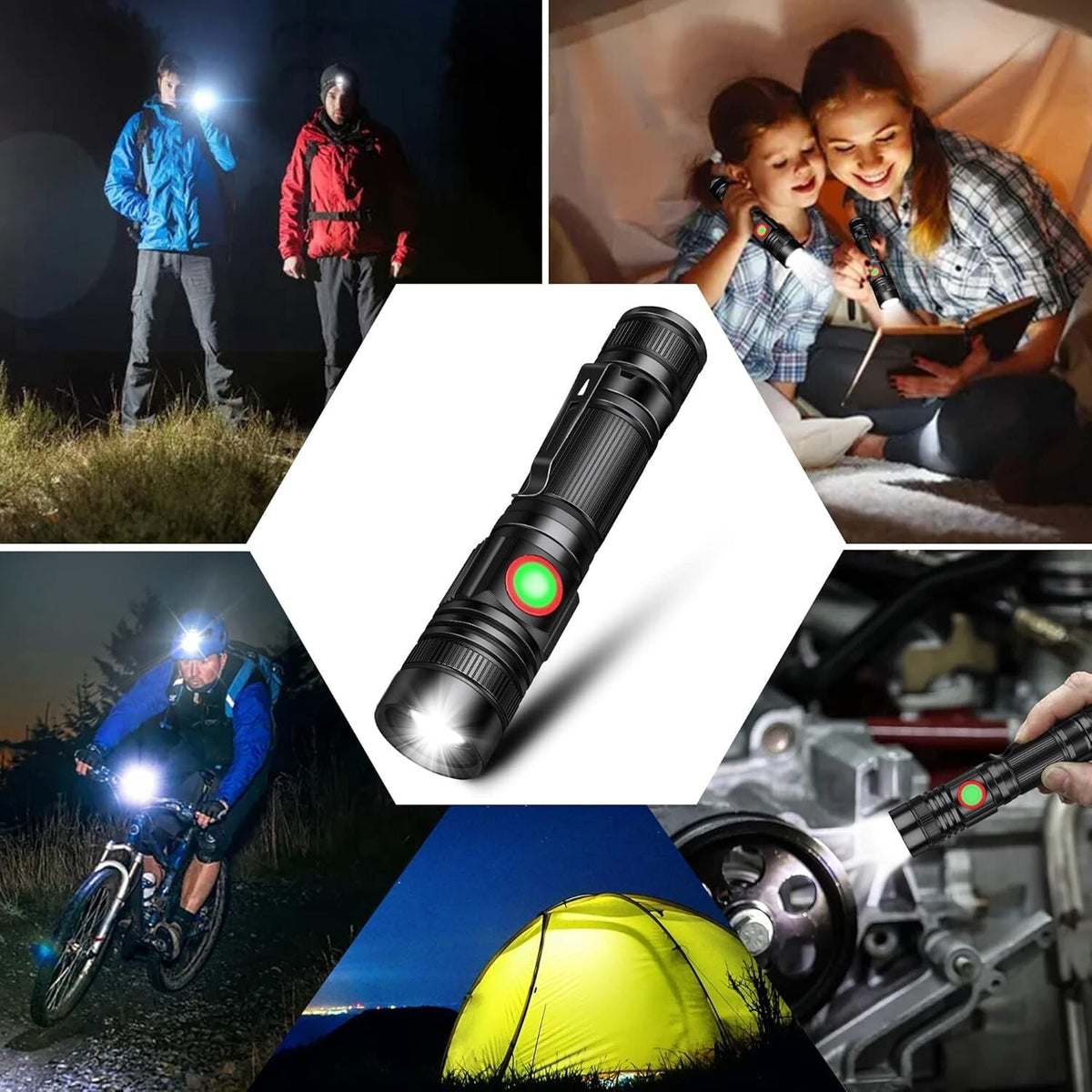 Rechargeable LED Tactical Flashlight 2000 Lumens Waterproof Work Light