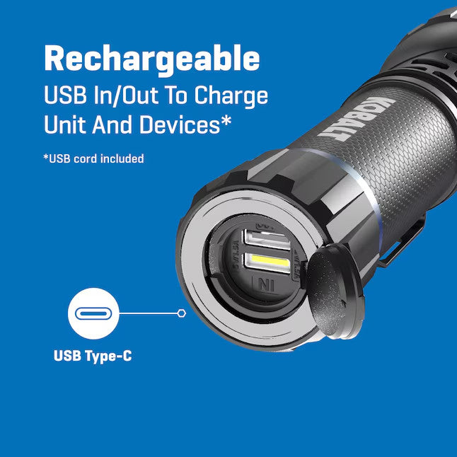 Rechargeable LED Flashlight 1000 Lumens with Adjustable Modes & Magnetic Base