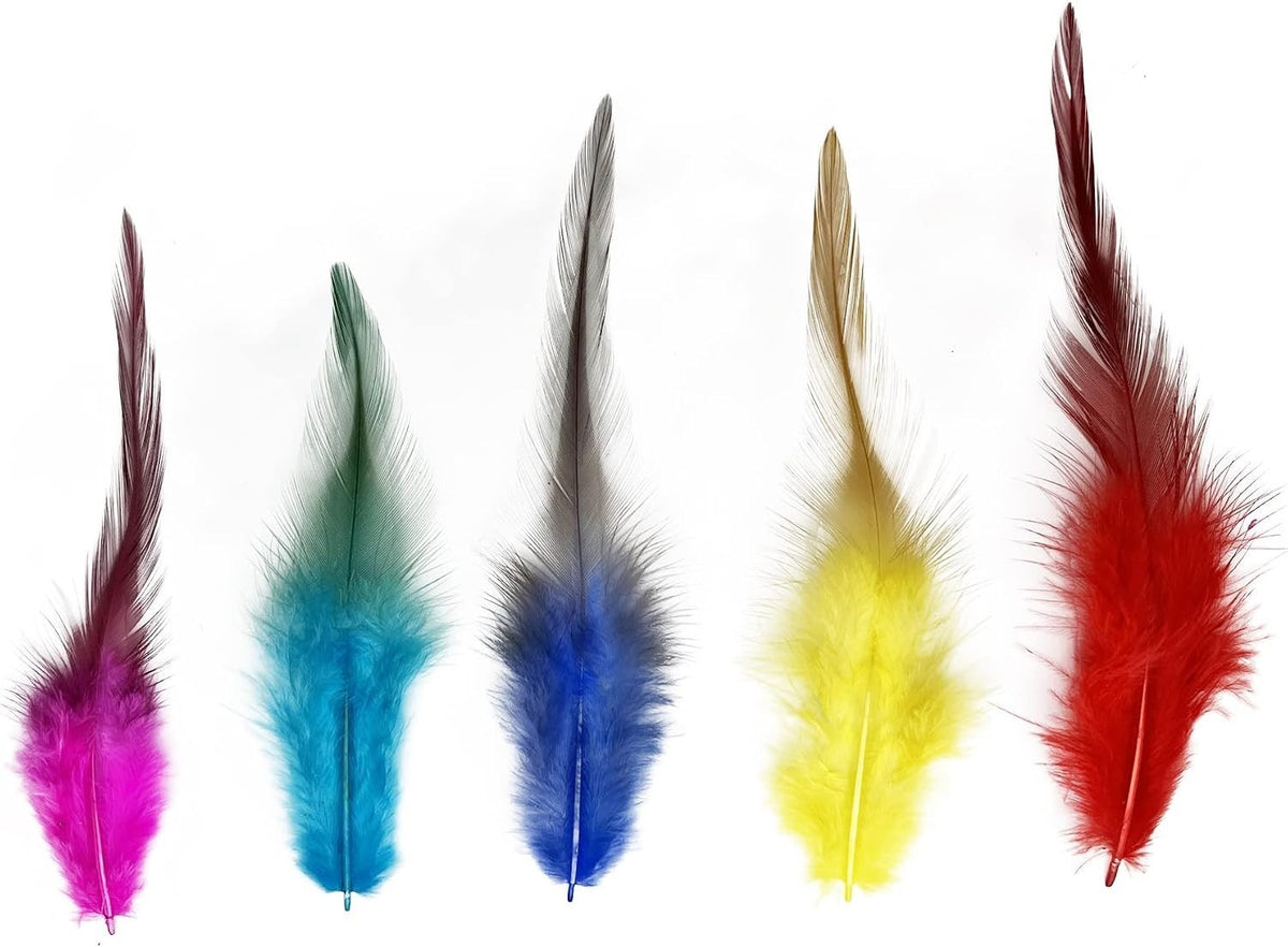 100PCS Rooster Feathers for Costumes Jewelry Crafts - Lightweight & Dyed