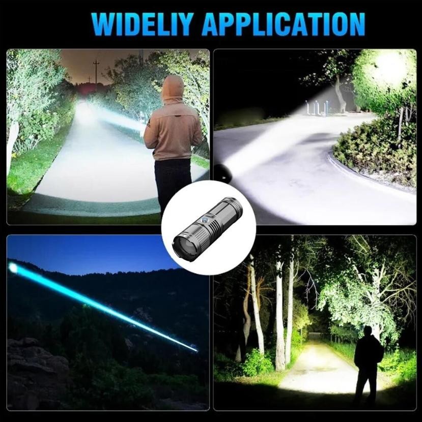 3000LM High Power Laser LED Flashlight Rechargeable Torch with Zoom